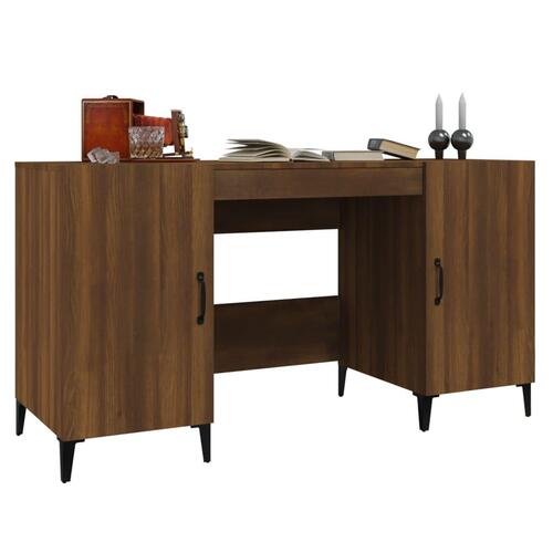 Skrivebord 140x50x75 cm konstrueret træ brun egetræsfarve