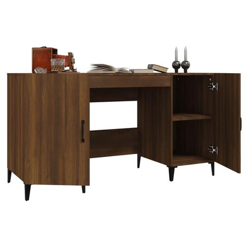 Skrivebord 140x50x75 cm konstrueret træ brun egetræsfarve