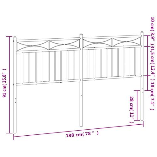 Sengegavl 193 cm metal hvid