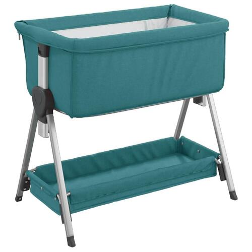 Babyseng med madras linnedstof grøn