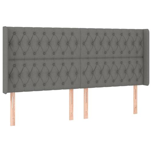 Sengegavl med kanter 203x16x118/128 cm stof mørkegrå
