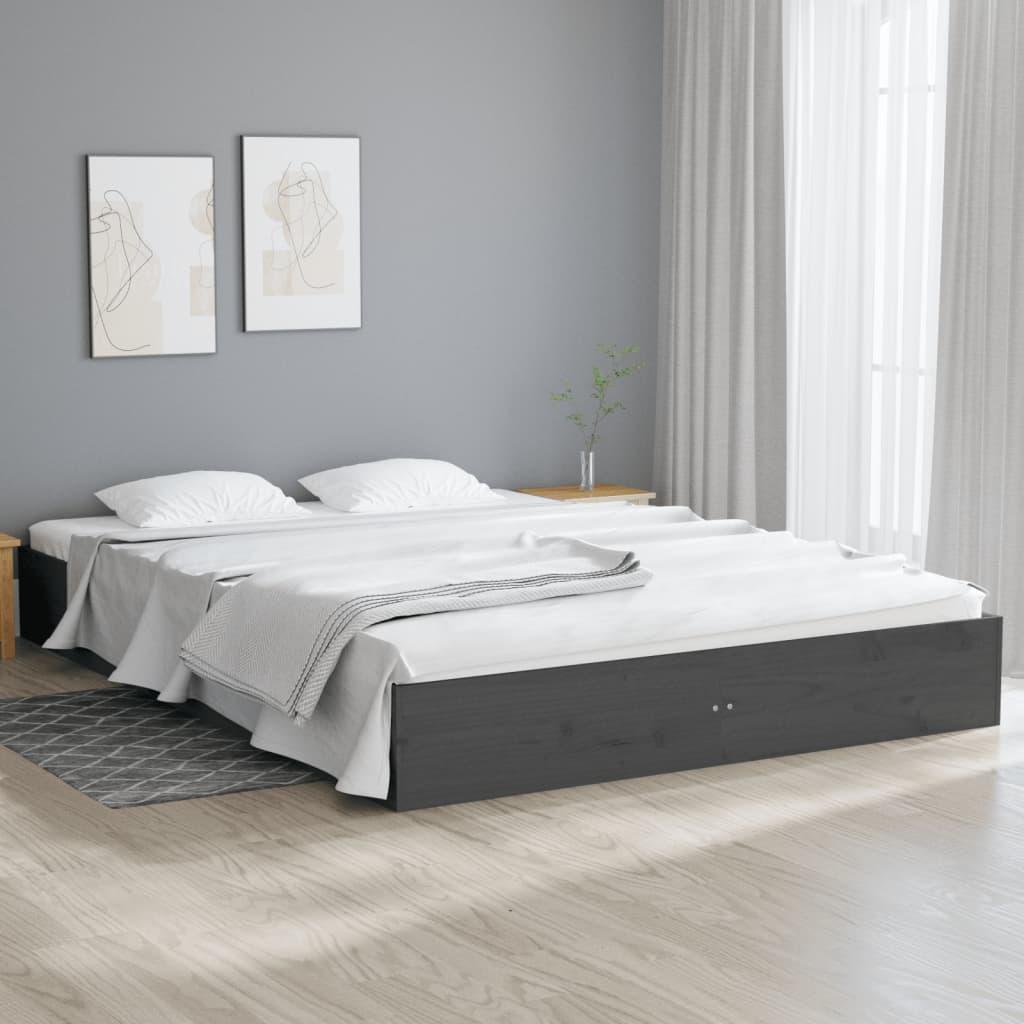 Sengeramme 120x200 cm massivt træ grå