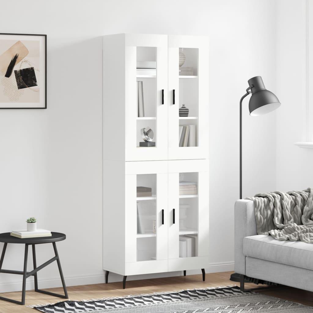 Højskab 69,5x34x180 cm konstrueret træ hvid