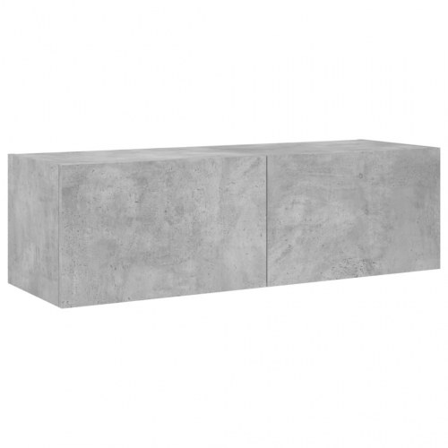 Væghængt tv-bord med LED-lys 100 x 35 x 31 cm - betongrå