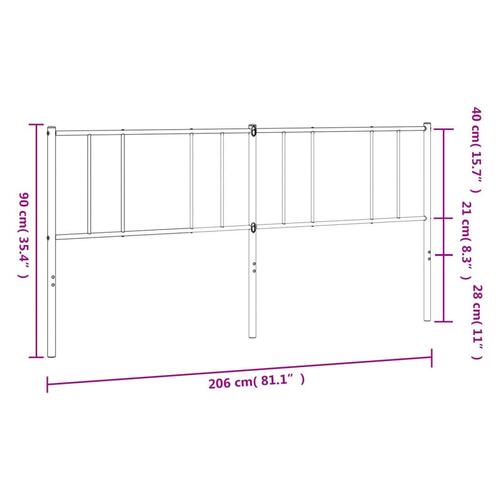 Sengegavl 200 cm metal sort