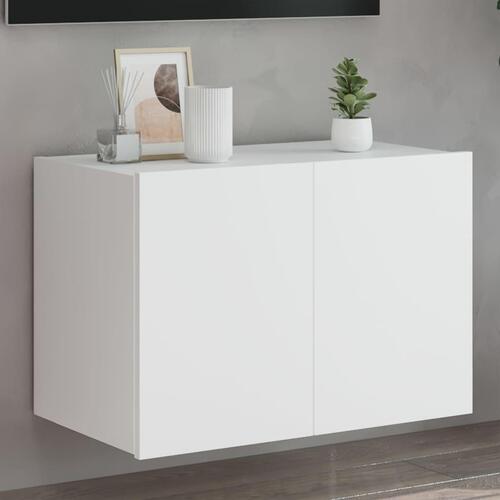 Væghængt tv-bord med LED-lys 60x35x41 hvid
