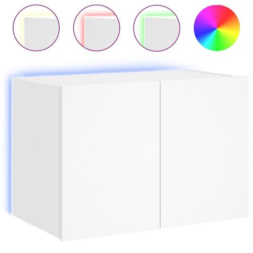Væghængt tv-bord med LED-lys 60x35x41 hvid