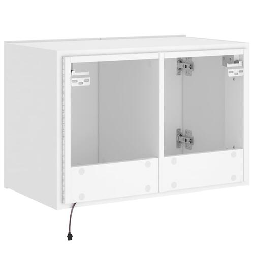 Væghængt tv-bord med LED-lys 60x35x41 hvid