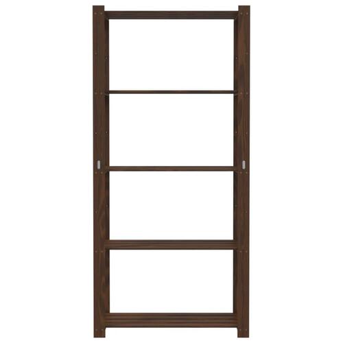 Opbevaringsreol 5 hylder 80x38x170 cm massivt fyrretræ brun