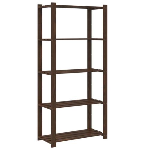 Opbevaringsreol 5 hylder 80x38x170 cm massivt fyrretræ brun