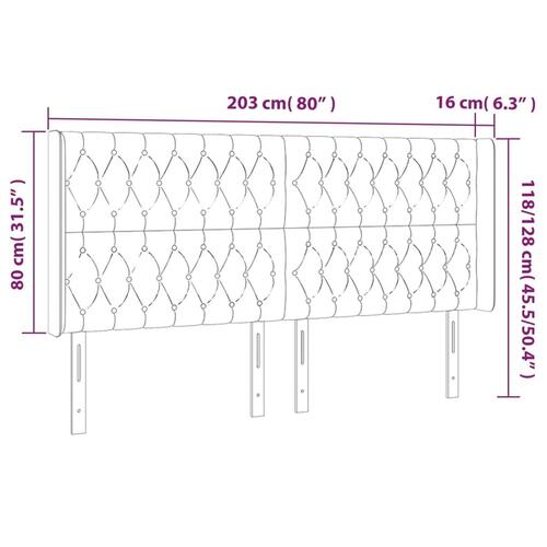 Sengegavl med kanter 203x16x118/128 cm stof gråbrun