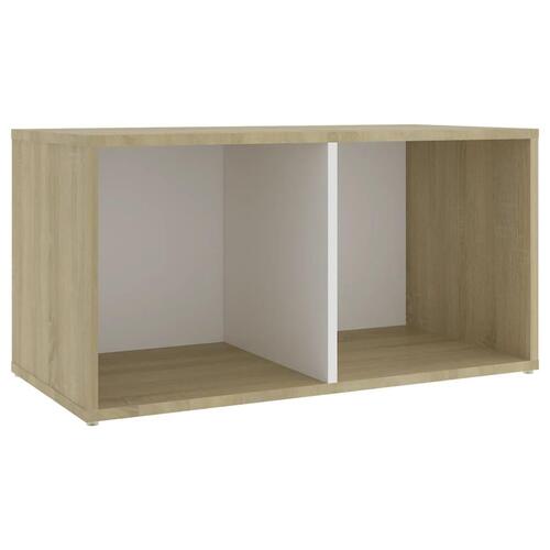 Tv-skab 72x35x36,5 cm konstrueret træ hvid og egetræsfarvet