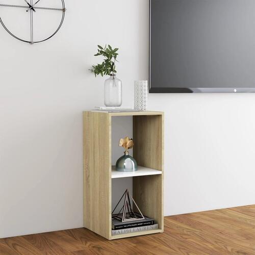 Tv-skab 72x35x36,5 cm konstrueret træ hvid og egetræsfarvet