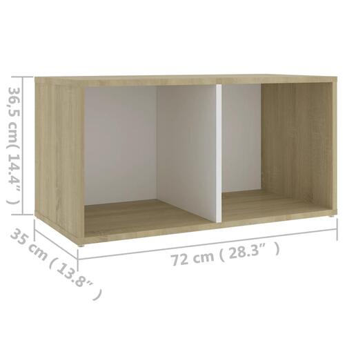 Tv-skab 72x35x36,5 cm konstrueret træ hvid og egetræsfarvet