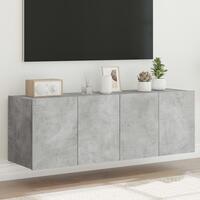 Væghængte tv-borde 2 stk. med LED-lys 60x35x41 cm betongrå