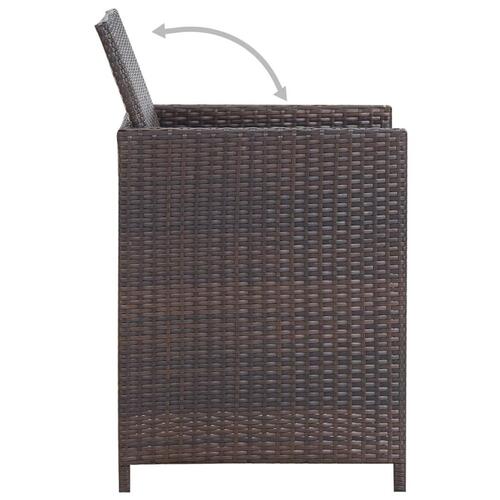 Udendørs spisebordssæt 9 dele med hynder polyrattan brun
