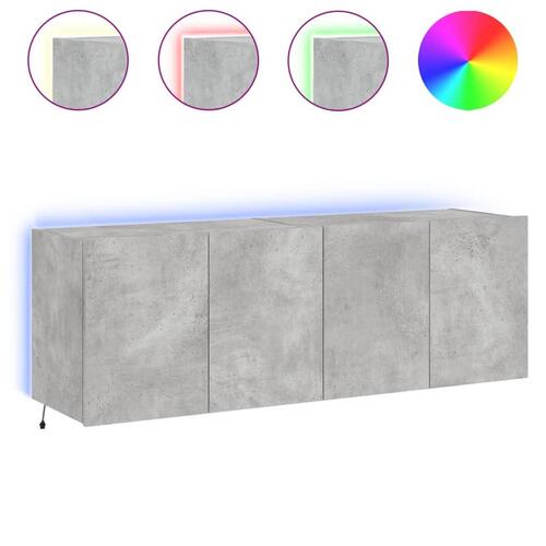 Væghængte tv-borde 2 stk. med LED-lys 60x35x41 cm betongrå