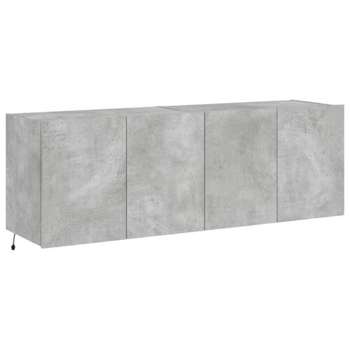 Væghængte tv-borde 2 stk. med LED-lys 60x35x41 cm betongrå