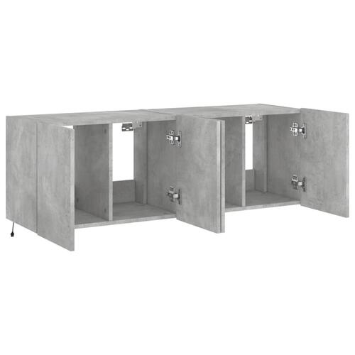 Væghængte tv-borde 2 stk. med LED-lys 60x35x41 cm betongrå