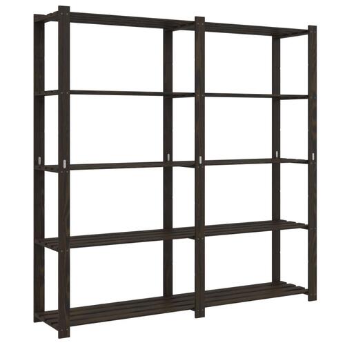 Opbevaringsreol 5 hylder 170x38x170 cm massivt fyrretræ sort