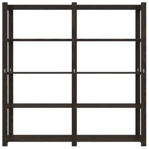 Opbevaringsreol 5 hylder 170x38x170 cm massivt fyrretræ sort