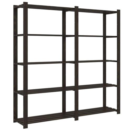 Opbevaringsreol 5 hylder 170x38x170 cm massivt fyrretræ sort