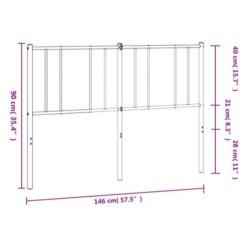 Sengegavl 140 cm metal sort