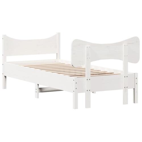 Sengeramme uden madras 75x190 cm massivt fyrretræ hvid