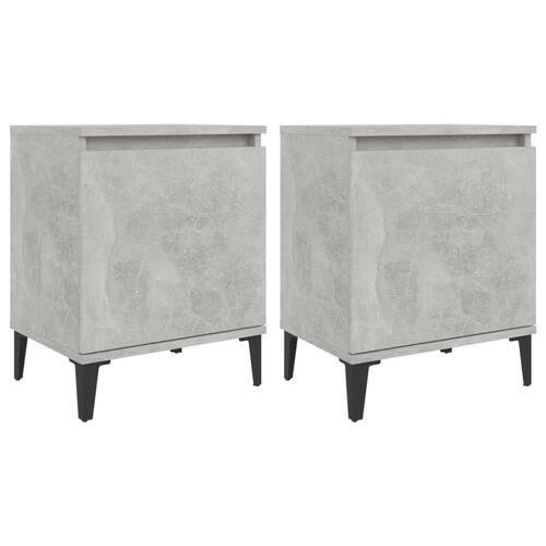 Sengeborde med metalben 40x30x50 cm betongrå