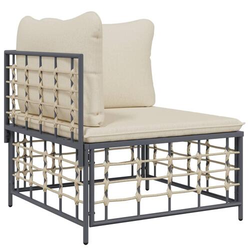 Hjørnemodul til havesofa med hynde polyrattan beige