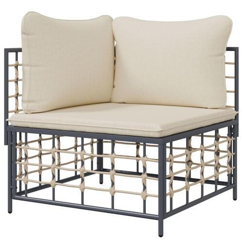 Hjørnemodul til havesofa med hynde polyrattan beige