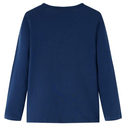 Langærmet T-shirt til børn str. 128 marineblå