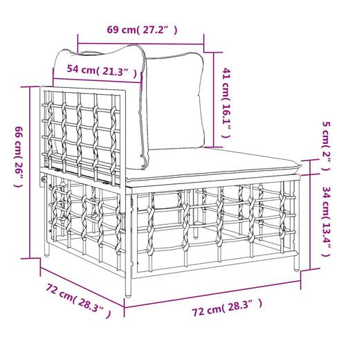 Hjørnemodul til havesofa med hynde polyrattan beige
