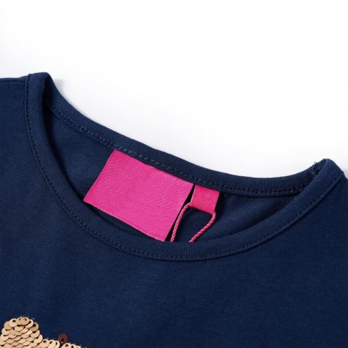 Langærmet T-shirt til børn str. 128 marineblå