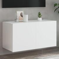Væghængt tv-bord med LED-lys 80x35x41 cm hvid