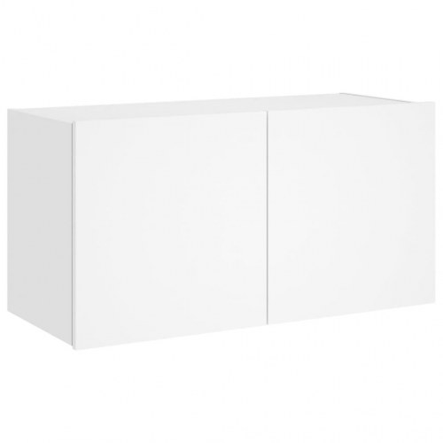 Væghængt tv-bord med LED-lys 80x35x41 cm hvid