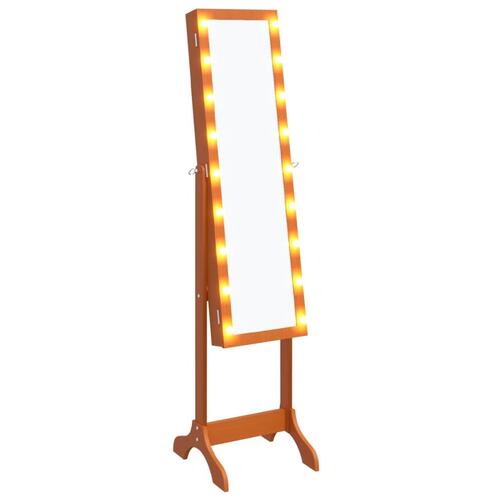 Fritstående spejl med LED 34x37x146 cm hvid