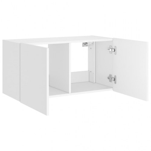 Væghængt tv-bord med LED-lys 80x35x41 cm hvid