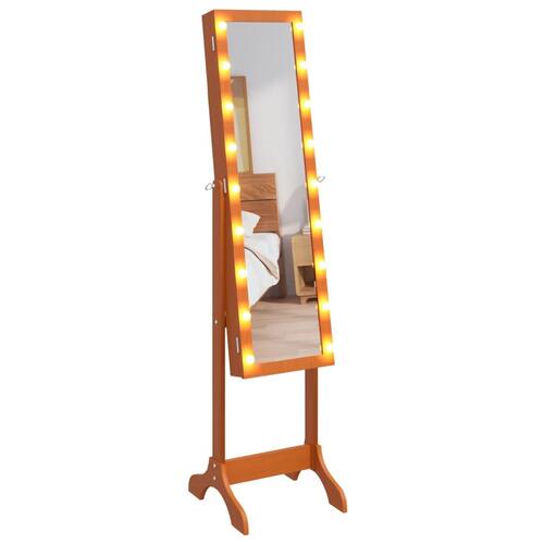 Fritstående spejl med LED 34x37x146 cm hvid