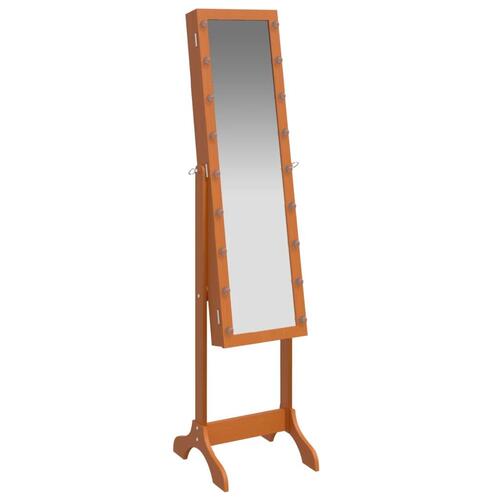 Fritstående spejl med LED 34x37x146 cm hvid