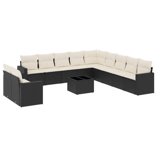 Sofasæt til haven 12 dele med hynder polyrattan sort