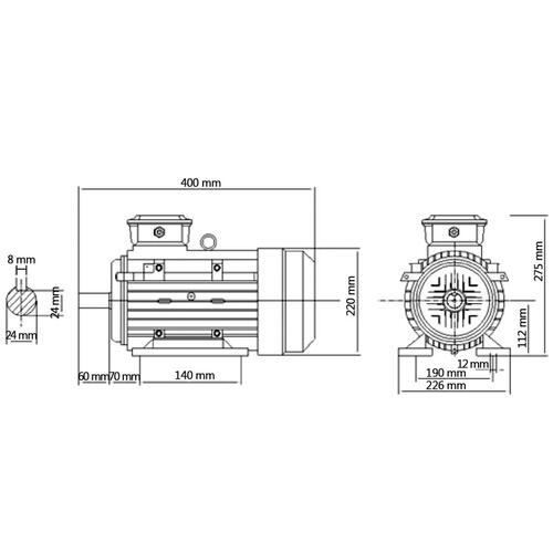 3-faset elektrisk motor 4kW/5,5 hk 2-polet 2840 o/m aluminium