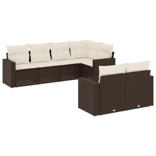 Sofasæt til haven 7 dele med hynder polyrattan brun