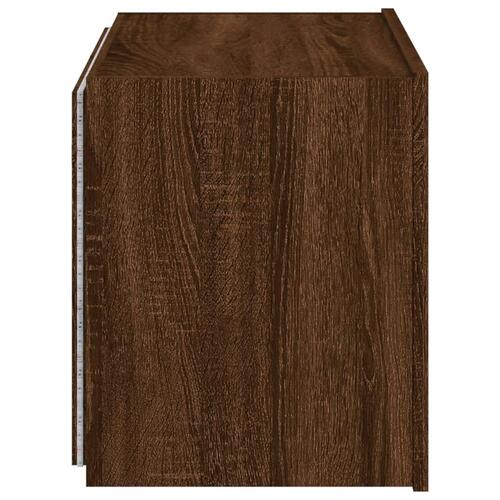 Væghængt tv-bord med LED-lys 60x35x41 cm brun egetræsfarve