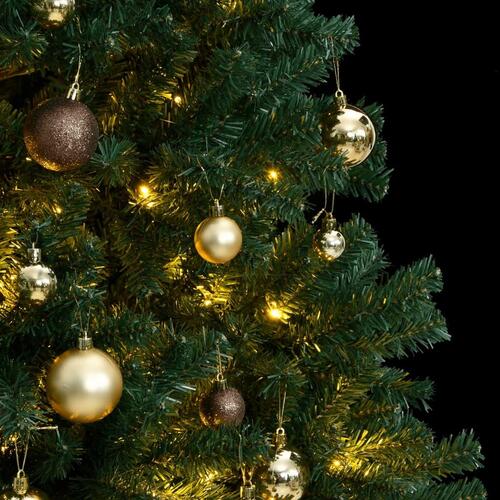 Kunstigt juletræ 300 LED'er og kuglesæt hængslet 240 cm