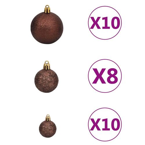 Kunstigt juletræ 300 LED'er og kuglesæt hængslet 240 cm