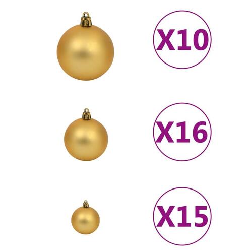 Kunstigt juletræ 300 LED'er og kuglesæt hængslet 240 cm