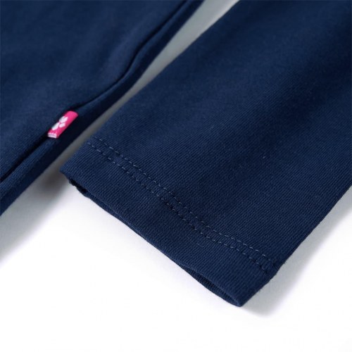 Langærmet T-shirt til børn str. 104 - marineblå med pailletugle