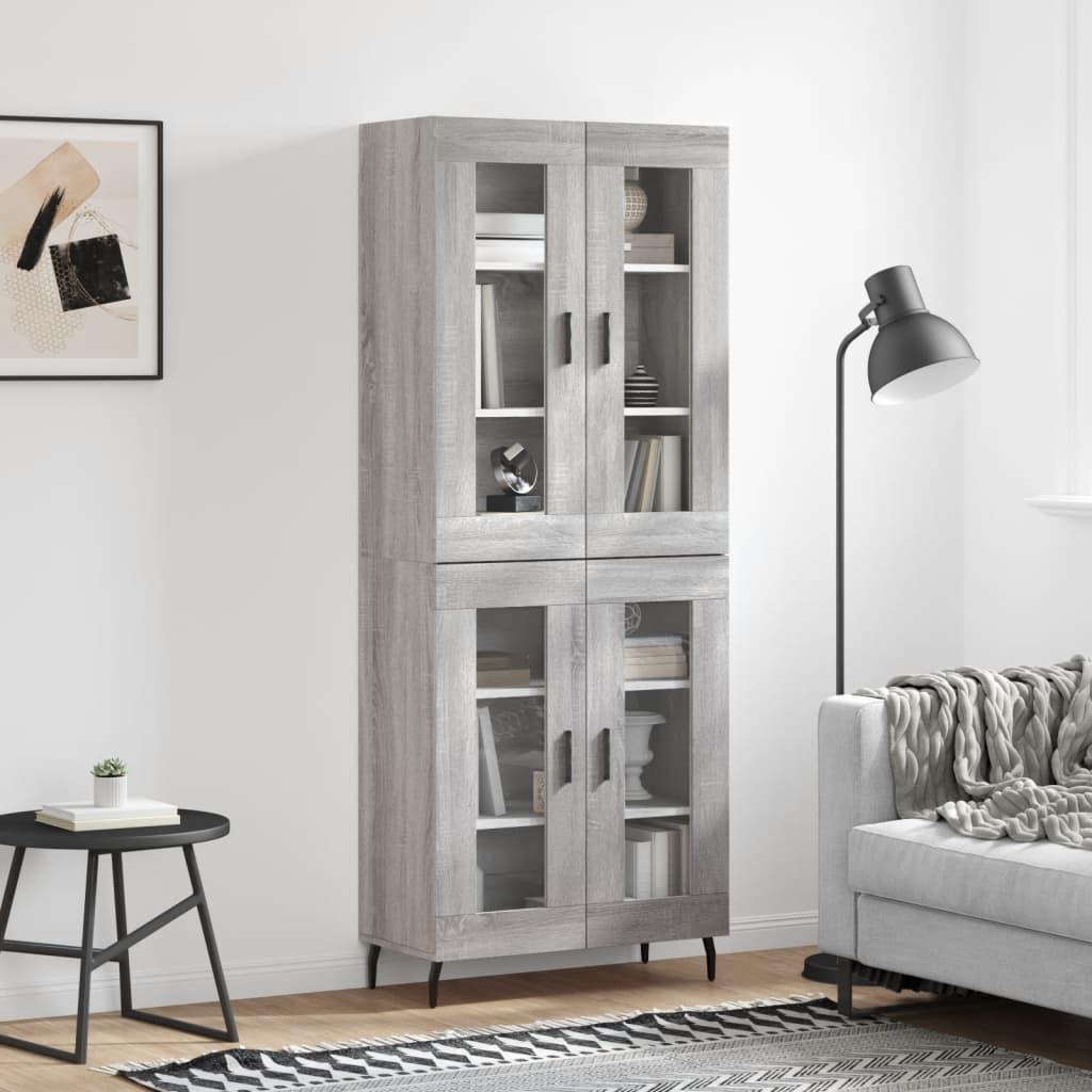 Højskab 69,5×34×180 cm i konstrueret træ - grå sonoma-eg billede
