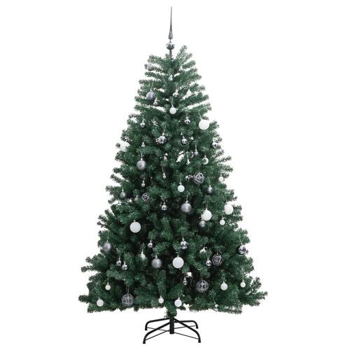Kunstigt juletræ 300 LED'er og kuglesæt hængslet 240 cm